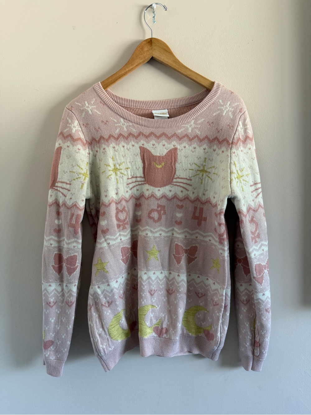 Sailor Moon Pastel Pink Cat Motif Sweater